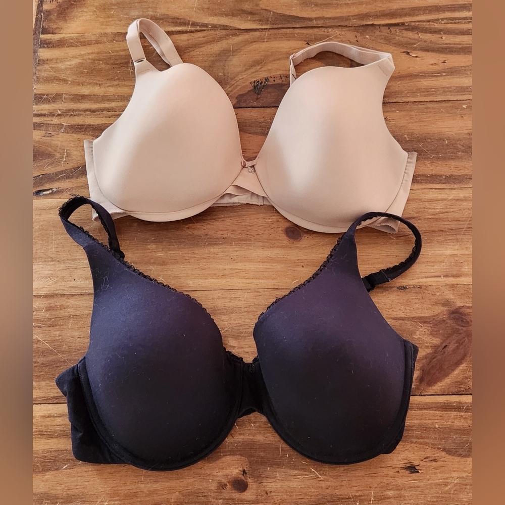 La Vie en Rose Bra Beige Sleekback Underwire  And Black Underwire Bra 36DD